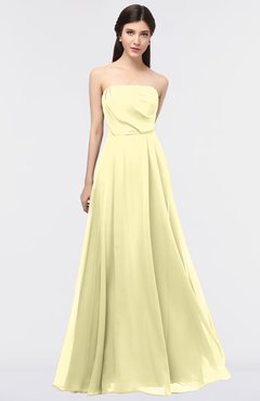 ColsBM Marlee Soft Yellow Modest A-line Sleeveless Zip up Floor Length Plainness Bridesmaid Dresses
