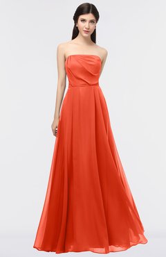ColsBM Marlee Tangerine Tango Modest A-line Sleeveless Zip up Floor Length Plainness Bridesmaid Dresses
