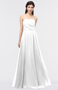 ColsBM Marlee White Modest A-line Sleeveless Zip up Floor Length Plainness Bridesmaid Dresses