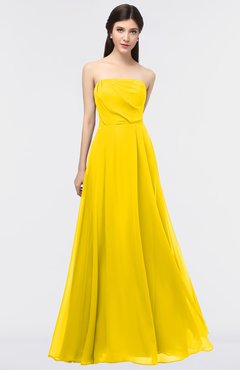 ColsBM Marlee Yellow Modest A-line Sleeveless Zip up Floor Length Plainness Bridesmaid Dresses