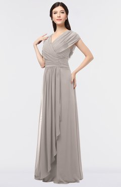 ColsBM Cecilia Fawn Modern A-line Short Sleeve Zip up Floor Length Ruching Bridesmaid Dresses