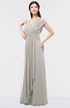 ColsBM Cecilia Hushed Violet Modern A-line Short Sleeve Zip up Floor Length Ruching Bridesmaid Dresses
