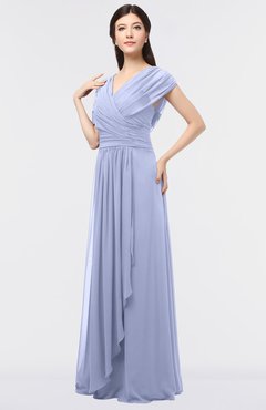 ColsBM Cecilia Lavender Modern A-line Short Sleeve Zip up Floor Length Ruching Bridesmaid Dresses
