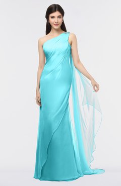 ColsBM Helena Blue Radiance Elegant Asymmetric Neckline Sleeveless Zip up Floor Length Bridesmaid Dresses