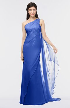 ColsBM Helena Electric Blue Elegant Asymmetric Neckline Sleeveless Zip up Floor Length Bridesmaid Dresses