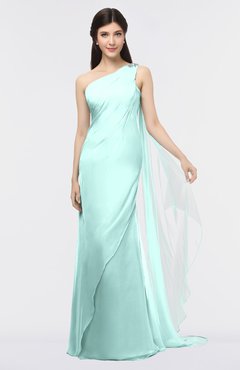 ColsBM Helena Fair Aqua Elegant Asymmetric Neckline Sleeveless Zip up Floor Length Bridesmaid Dresses
