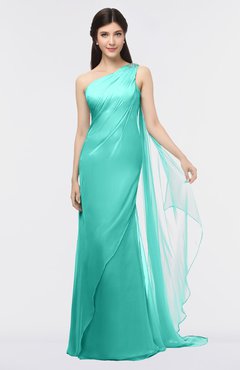 ColsBM Helena Mint Green Elegant Asymmetric Neckline Sleeveless Zip up Floor Length Bridesmaid Dresses