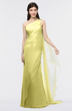 ColsBM Helena Muted Lime Elegant Asymmetric Neckline Sleeveless Zip up Floor Length Bridesmaid Dresses