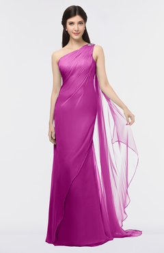 ColsBM Helena Raspberry Elegant Asymmetric Neckline Sleeveless Zip up Floor Length Bridesmaid Dresses