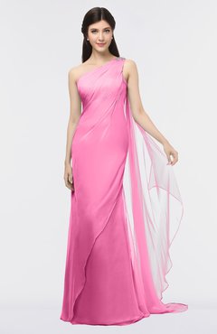 ColsBM Helena Rose Pink Elegant Asymmetric Neckline Sleeveless Zip up Floor Length Bridesmaid Dresses