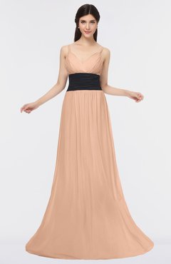ColsBM Piper Almost Apricot Plain A-line Spaghetti Zip up Floor Length Bow Bridesmaid Dresses