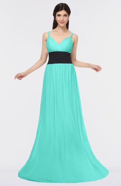 ColsBM Piper Blue Turquoise Plain A-line Spaghetti Zip up Floor Length Bow Bridesmaid Dresses
