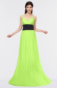 ColsBM Piper Bright Green Plain A-line Spaghetti Zip up Floor Length Bow Bridesmaid Dresses