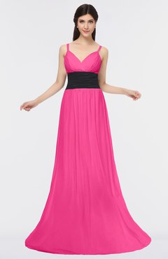 ColsBM Piper Fandango Pink Plain A-line Spaghetti Zip up Floor Length Bow Bridesmaid Dresses