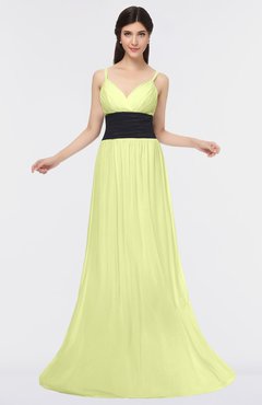 ColsBM Piper Lime Green Plain A-line Spaghetti Zip up Floor Length Bow Bridesmaid Dresses