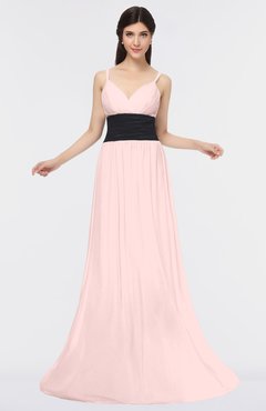 ColsBM Piper Pastel Pink Plain A-line Spaghetti Zip up Floor Length Bow Bridesmaid Dresses