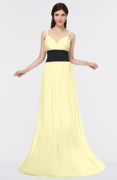 ColsBM Piper Soft Yellow Plain A-line Spaghetti Zip up Floor Length Bow Bridesmaid Dresses