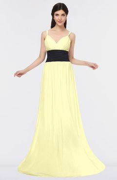 ColsBM Piper Wax Yellow Plain A-line Spaghetti Zip up Floor Length Bow Bridesmaid Dresses