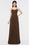 ColsBM Abril Chocolate Brown Classic Spaghetti Sleeveless Zip up Floor Length Appliques Bridesmaid Dresses