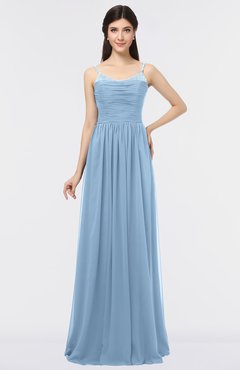 ColsBM Abril Dusty Blue Classic Spaghetti Sleeveless Zip up Floor Length Appliques Bridesmaid Dresses