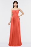 ColsBM Abril Living Coral Classic Spaghetti Sleeveless Zip up Floor Length Appliques Bridesmaid Dresses