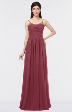 ColsBM Abril Wine Classic Spaghetti Sleeveless Zip up Floor Length Appliques Bridesmaid Dresses