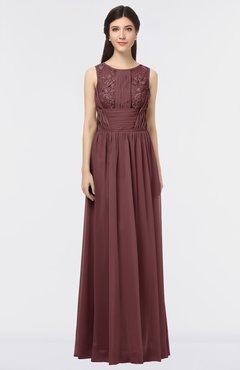 ColsBM Beverly Burgundy Gorgeous Scoop Sleeveless Zip up Floor Length Lace Bridesmaid Dresses