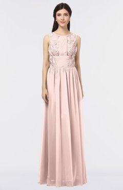 ColsBM Beverly Dusty Rose Gorgeous Scoop Sleeveless Zip up Floor Length Lace Bridesmaid Dresses