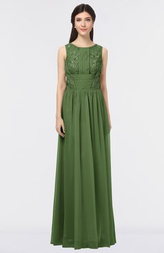 ColsBM Beverly Garden Green Gorgeous Scoop Sleeveless Zip up Floor Length Lace Bridesmaid Dresses