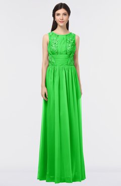 ColsBM Beverly Jasmine Green Gorgeous Scoop Sleeveless Zip up Floor Length Lace Bridesmaid Dresses