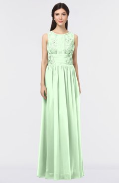 ColsBM Beverly Light Green Gorgeous Scoop Sleeveless Zip up Floor Length Lace Bridesmaid Dresses