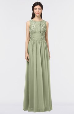 ColsBM Beverly Moss Green Gorgeous Scoop Sleeveless Zip up Floor Length Lace Bridesmaid Dresses