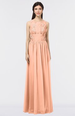 ColsBM Beverly Salmon Gorgeous Scoop Sleeveless Zip up Floor Length Lace Bridesmaid Dresses