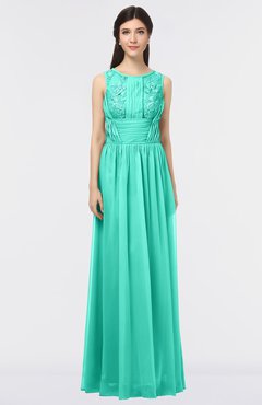 ColsBM Beverly Viridian Green Gorgeous Scoop Sleeveless Zip up Floor Length Lace Bridesmaid Dresses