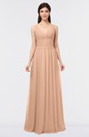 ColsBM Jimena Almost Apricot Simple A-line V-neck Sleeveless Ruching Bridesmaid Dresses