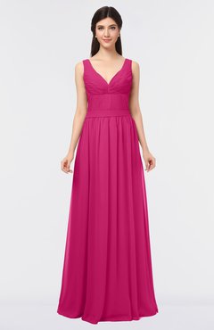 ColsBM Jimena Beetroot Purple Simple A-line V-neck Sleeveless Ruching Bridesmaid Dresses