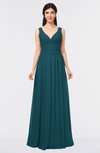 ColsBM Jimena Blue Green Simple A-line V-neck Sleeveless Ruching Bridesmaid Dresses