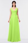 ColsBM Jimena Bright Green Simple A-line V-neck Sleeveless Ruching Bridesmaid Dresses