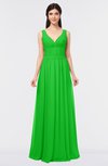 ColsBM Jimena Classic Green Simple A-line V-neck Sleeveless Ruching Bridesmaid Dresses