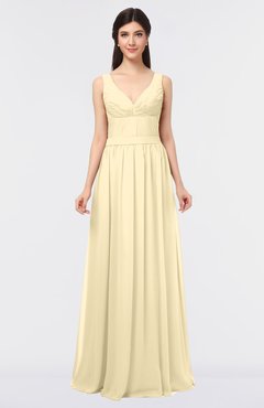 ColsBM Jimena Cornhusk Simple A-line V-neck Sleeveless Ruching Bridesmaid Dresses