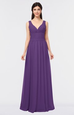 ColsBM Jimena Dark Purple Simple A-line V-neck Sleeveless Ruching Bridesmaid Dresses