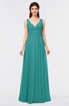 ColsBM Jimena Emerald Green Simple A-line V-neck Sleeveless Ruching Bridesmaid Dresses
