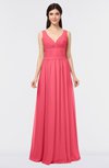 ColsBM Jimena Guava Simple A-line V-neck Sleeveless Ruching Bridesmaid Dresses