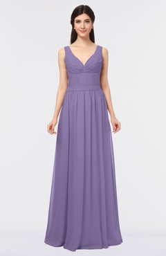ColsBM Jimena Lilac Simple A-line V-neck Sleeveless Ruching Bridesmaid Dresses