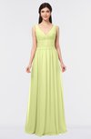 ColsBM Jimena Lime Green Simple A-line V-neck Sleeveless Ruching Bridesmaid Dresses