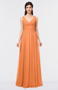 ColsBM Jimena Mango Simple A-line V-neck Sleeveless Ruching Bridesmaid Dresses