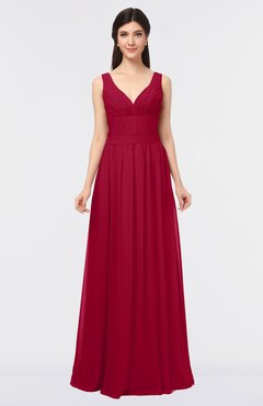 ColsBM Jimena Maroon Simple A-line V-neck Sleeveless Ruching Bridesmaid Dresses