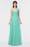 ColsBM Jimena Mint Green Simple A-line V-neck Sleeveless Ruching Bridesmaid Dresses
