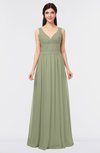 ColsBM Jimena Moss Green Simple A-line V-neck Sleeveless Ruching Bridesmaid Dresses