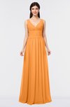 ColsBM Jimena Orange Simple A-line V-neck Sleeveless Ruching Bridesmaid Dresses